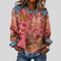 Orabelle™ | Blumenprint Sweatshirt mit Denim-Akzent