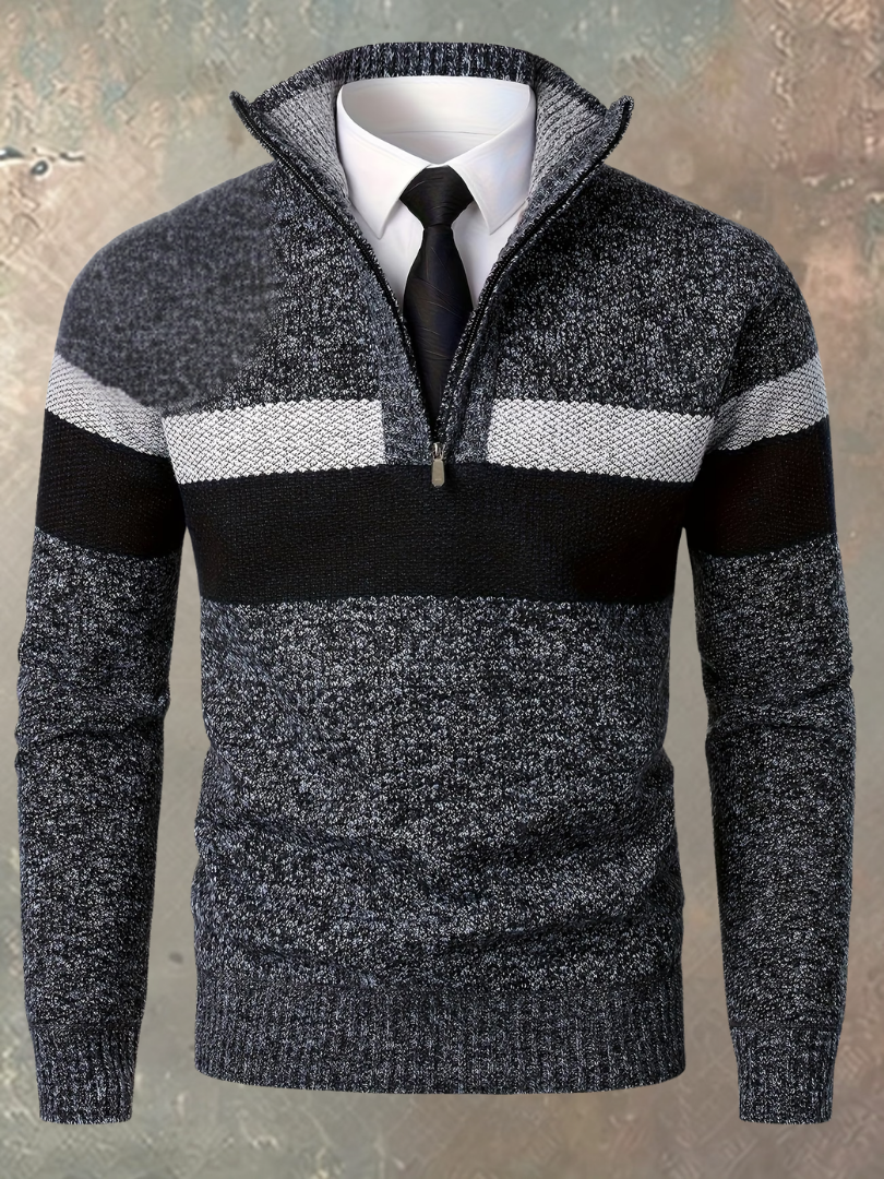 Stilvoller Herrenpullover mit halbem Reißverschluss