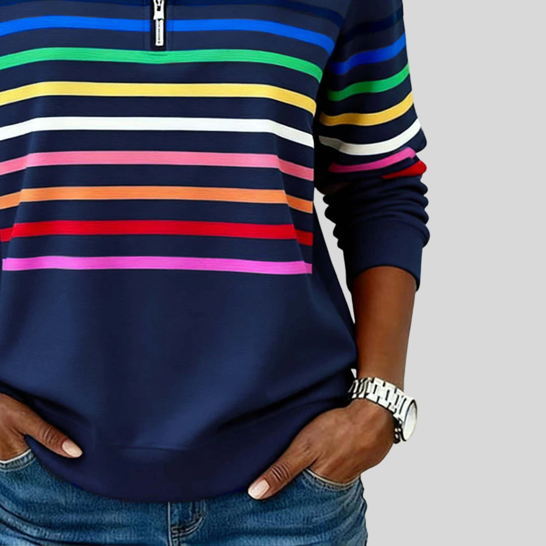 Prismette™ | Bunt Gestreifter Quarter-Zip Sweatshirt