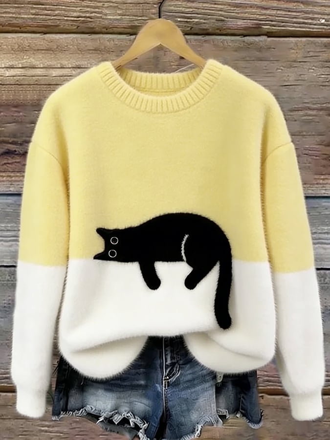 Aileen™ | Oversized Pullover mit elegantem Katzenmotiv