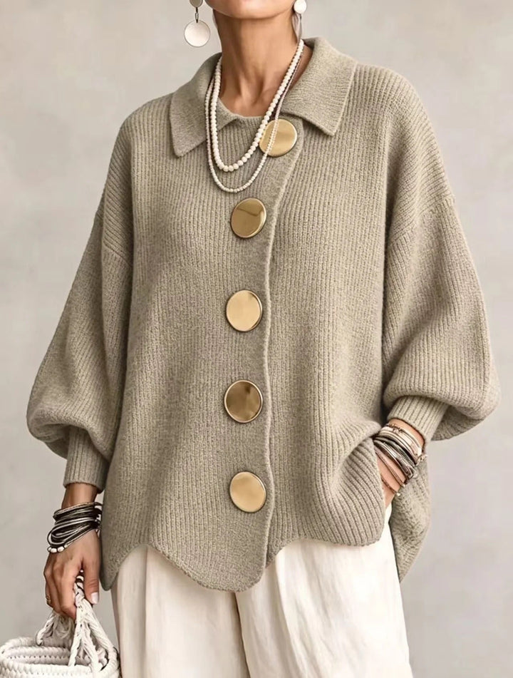 Karina - Oversized Kragen-Button Cardigan