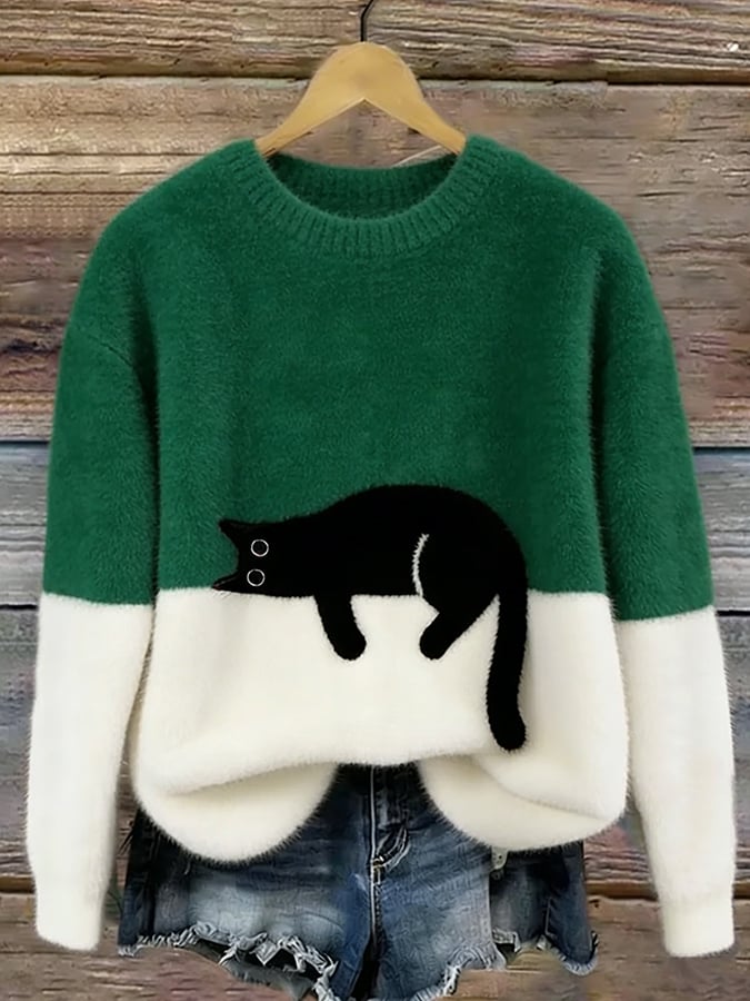 Aileen™ | Oversized Pullover mit elegantem Katzenmotiv