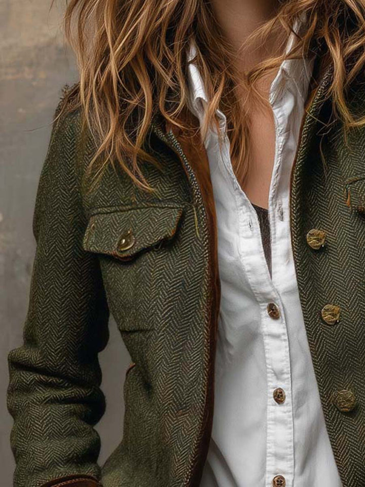 Vintage Damenblazer mit Chevron-V-Ausschnitt