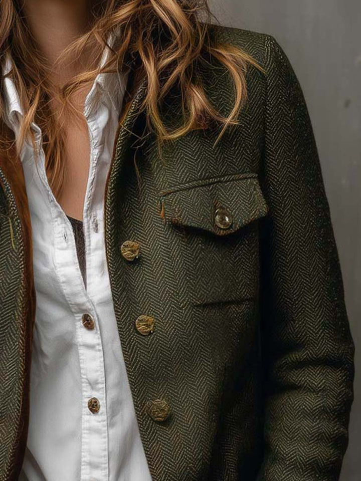 Vintage Damenblazer mit Chevron-V-Ausschnitt