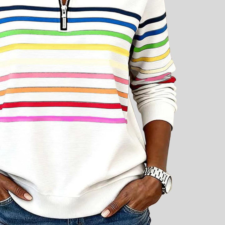 Prismette™ | Bunt Gestreifter Quarter-Zip Sweatshirt