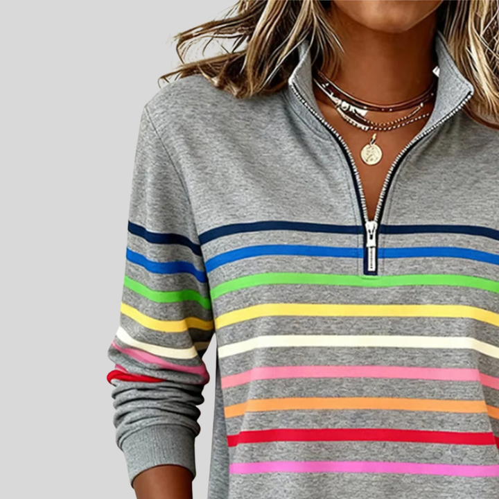 Prismette™ | Bunt Gestreifter Quarter-Zip Sweatshirt
