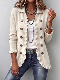 Adelina | Ivory Strickjacke mit Volants