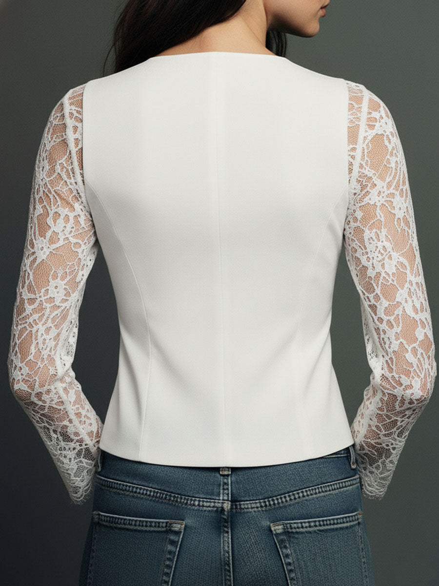 Noémie | Oberer Blazer Schwarz mit Halbtransparenten Ärmeln