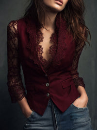 Lara | Oberer Blazer Schwarz mit Halbtransparenten Ärmeln