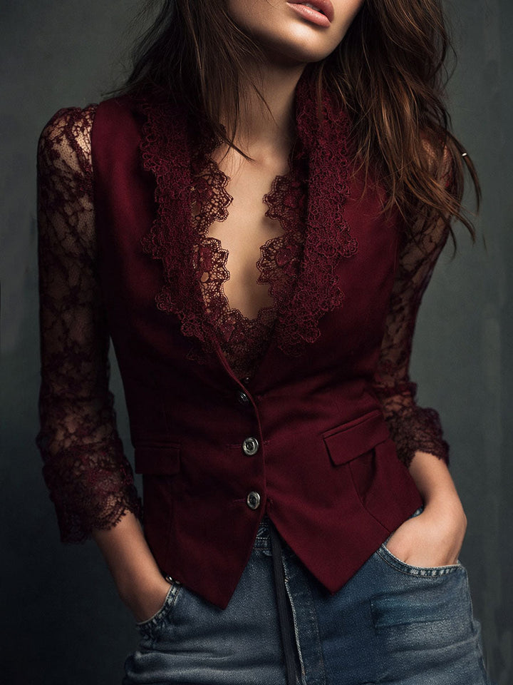 Noémie | Oberer Blazer Schwarz mit Halbtransparenten Ärmeln