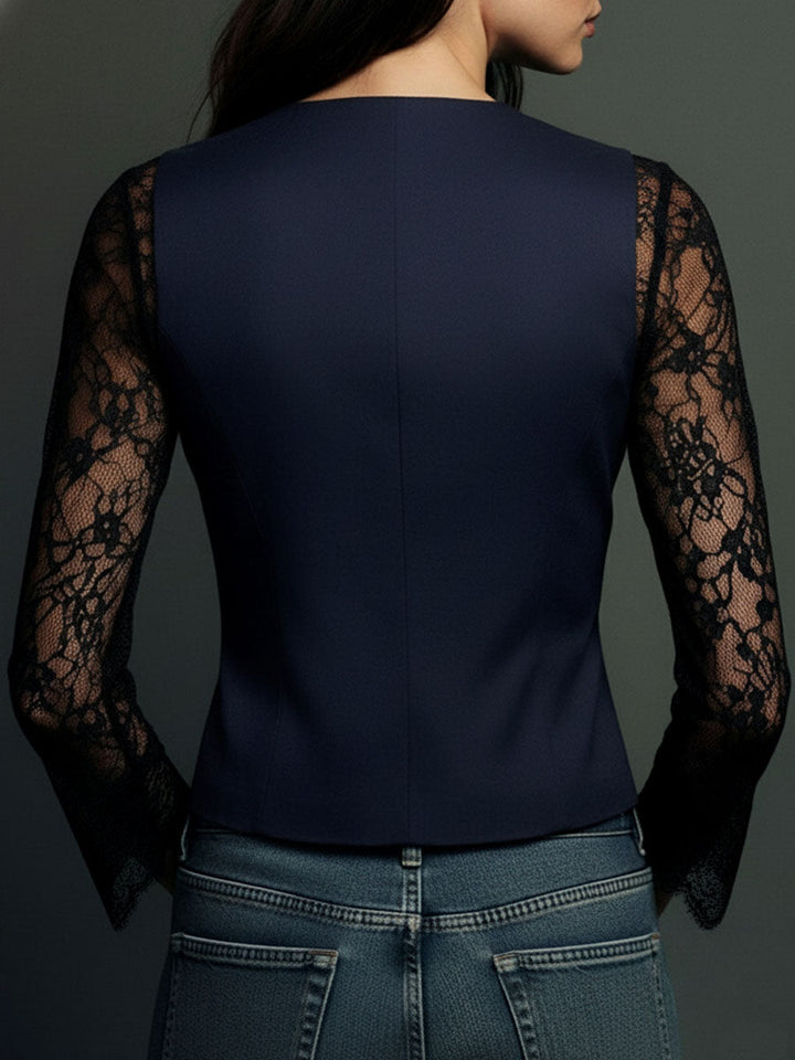 Noémie | Oberer Blazer Schwarz mit Halbtransparenten Ärmeln