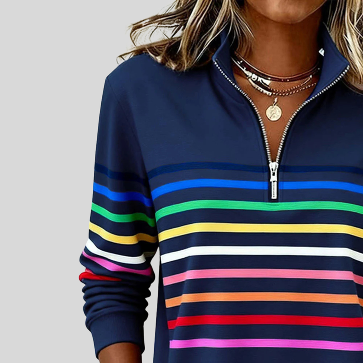 Prismette™ | Bunt Gestreifter Quarter-Zip Sweatshirt