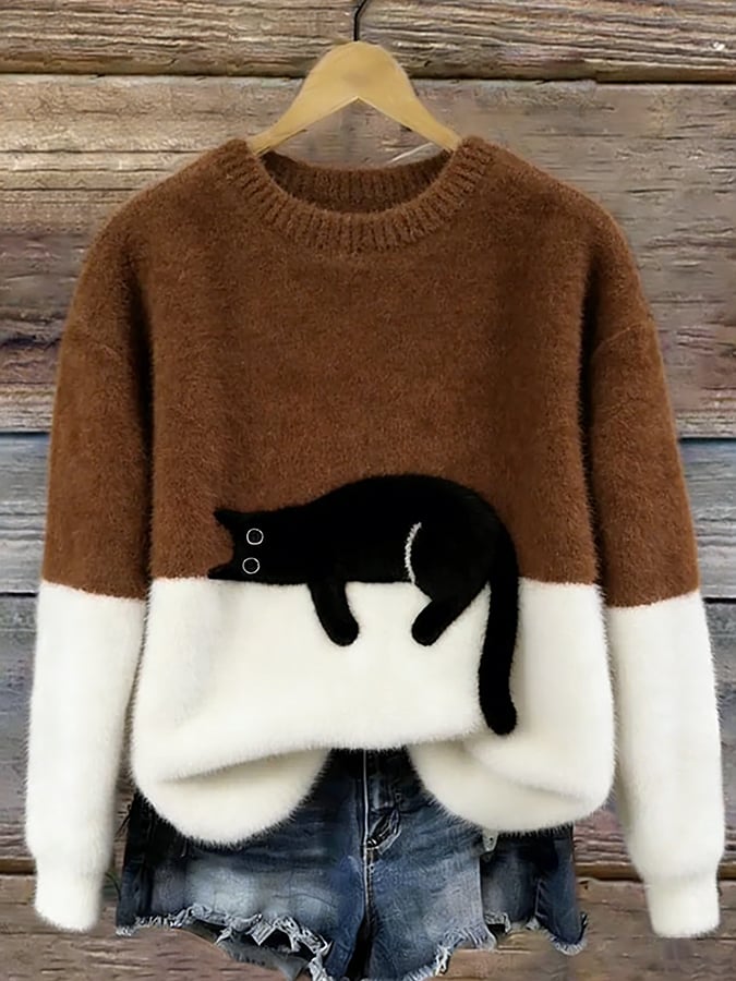 Aileen™ | Oversized Pullover mit elegantem Katzenmotiv