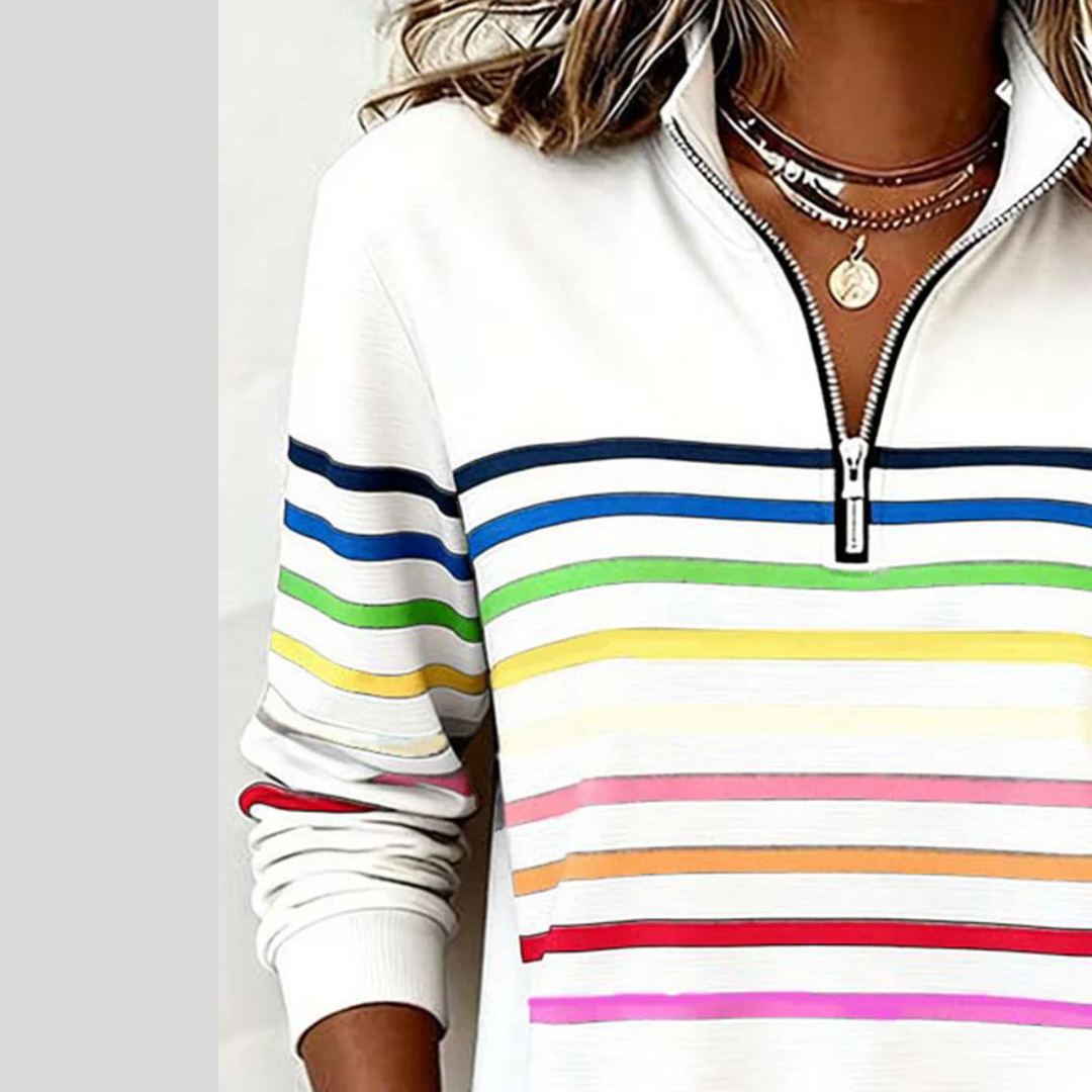 Prismette™ | Bunt Gestreifter Quarter-Zip Sweatshirt