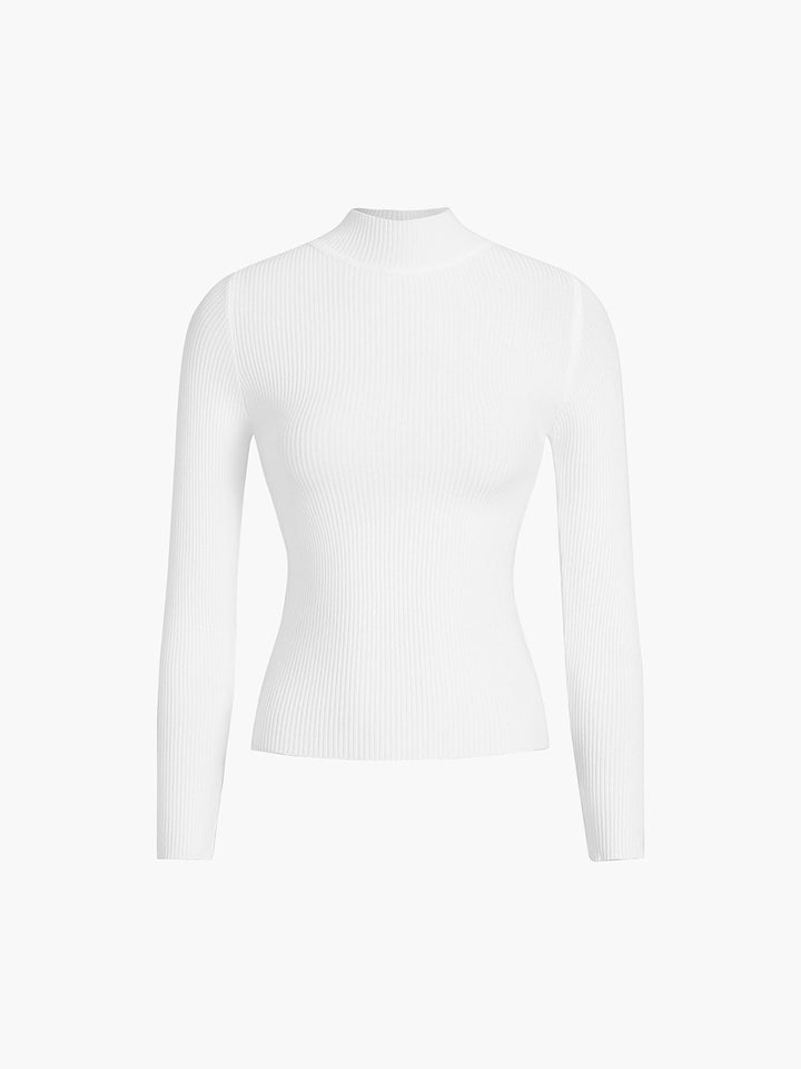 Anais | Top mit hohem Kragen und Rippstruktur
