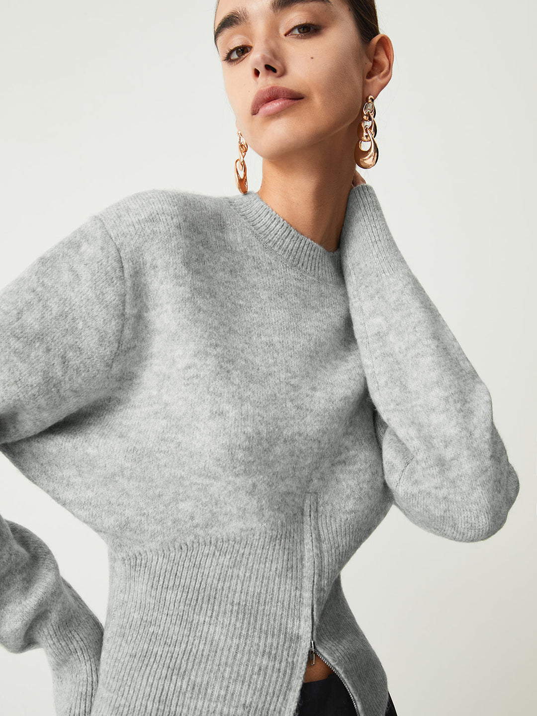 Rosalind | Weicher Pullover mit Halbreißverschluss