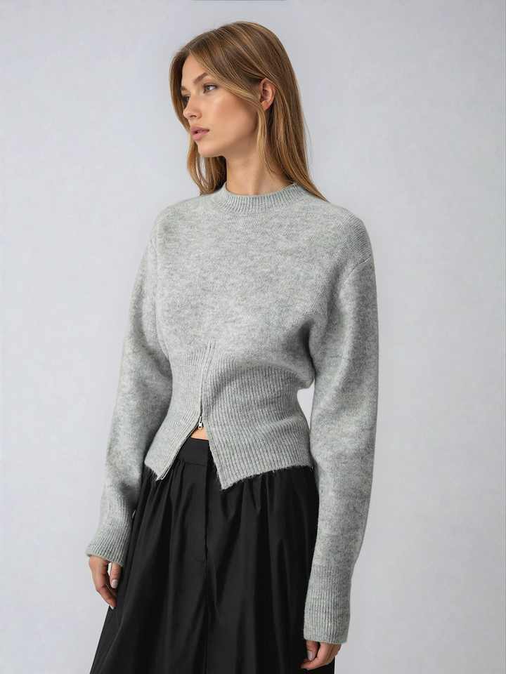 Rosalind | Weicher Pullover mit Halbreißverschluss