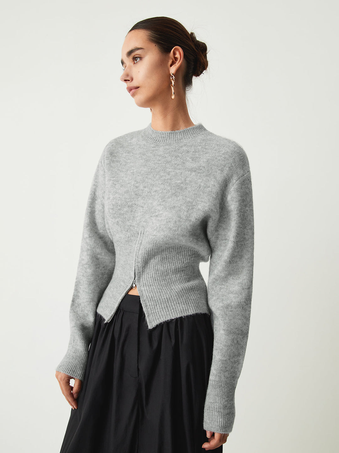 Rosalind | Weicher Pullover mit Halbreißverschluss