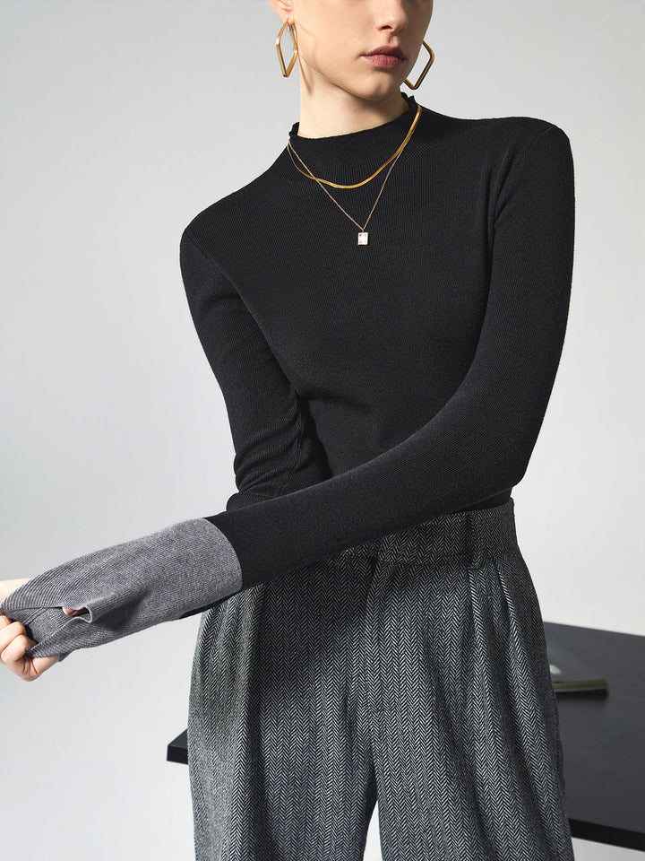 Isla | Pullover mit Stehkragen und kontrastierenden Bündchen