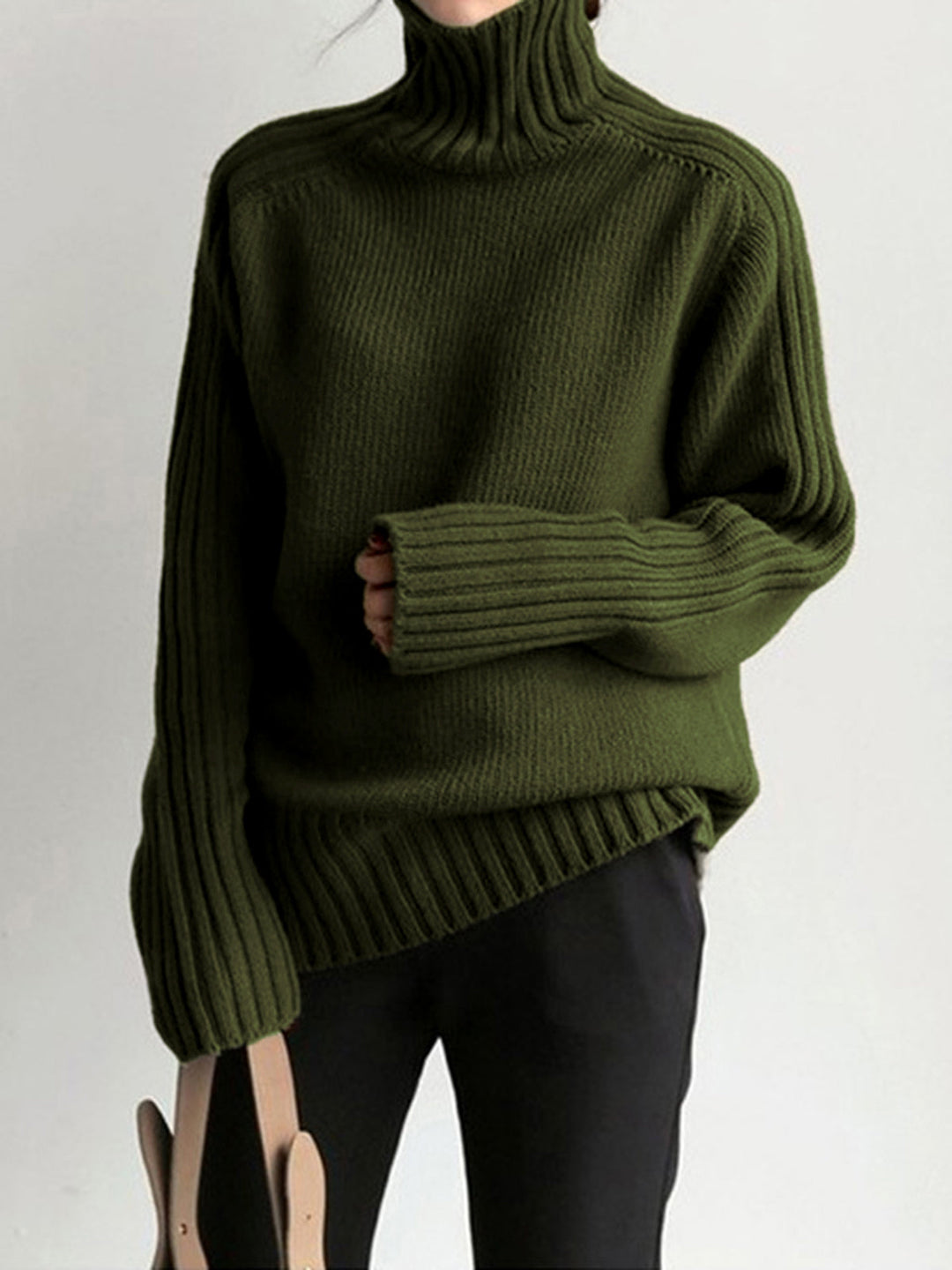 Fern | Rippstrickpullover mit Stehkragen