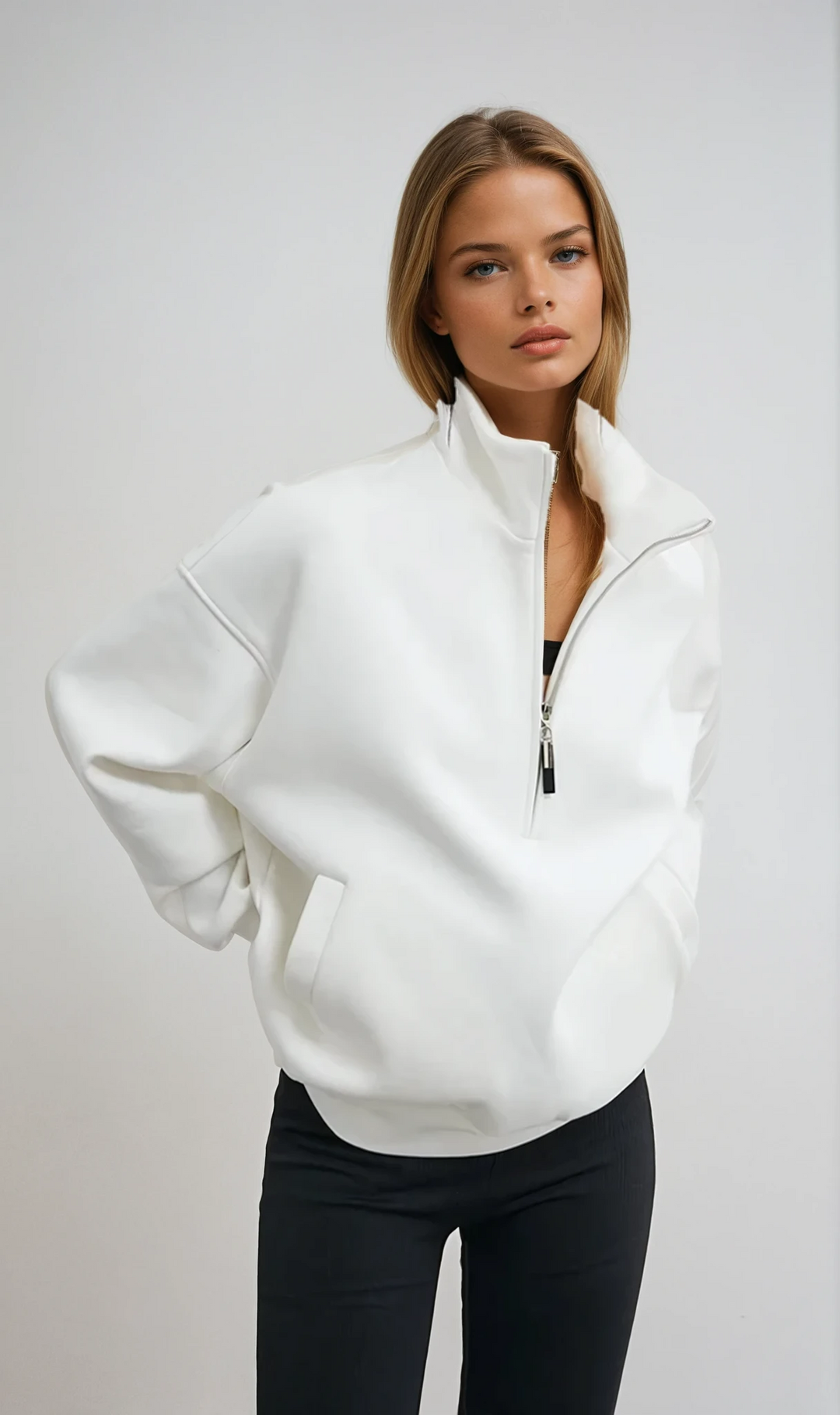 Evangeline | Pullover Relaxed Mezza Zip