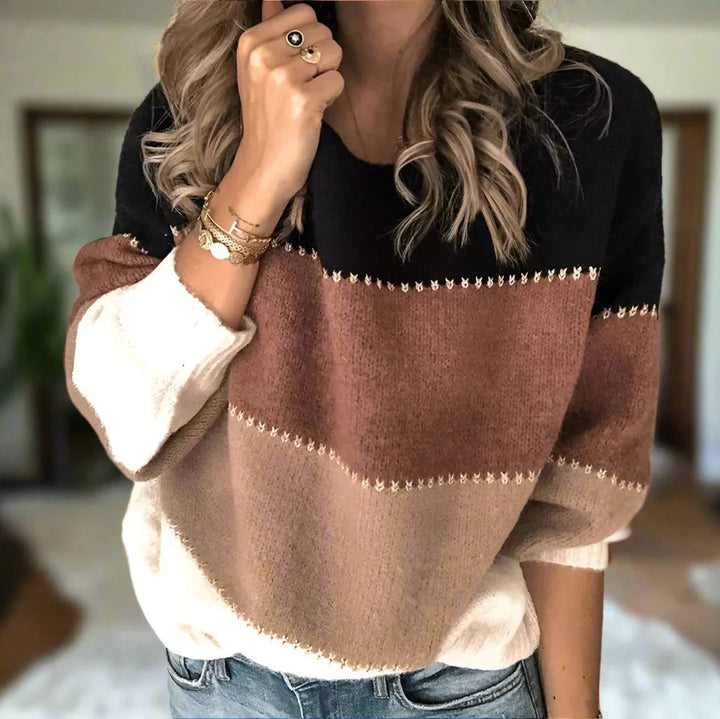 Maureen | Gestreifter Colorblock-Pullover