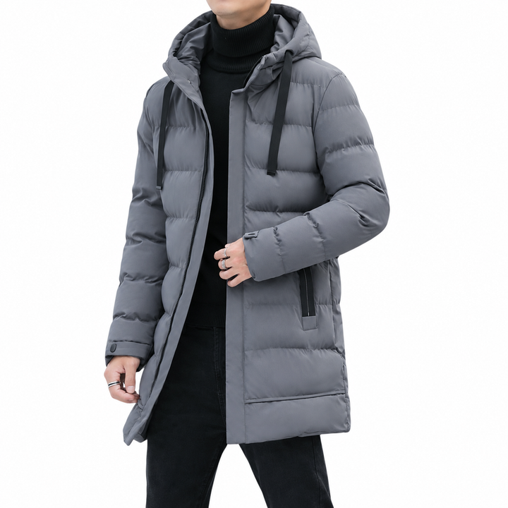 Leon™ | Lange Herren-Steppjacke mit Kapuze