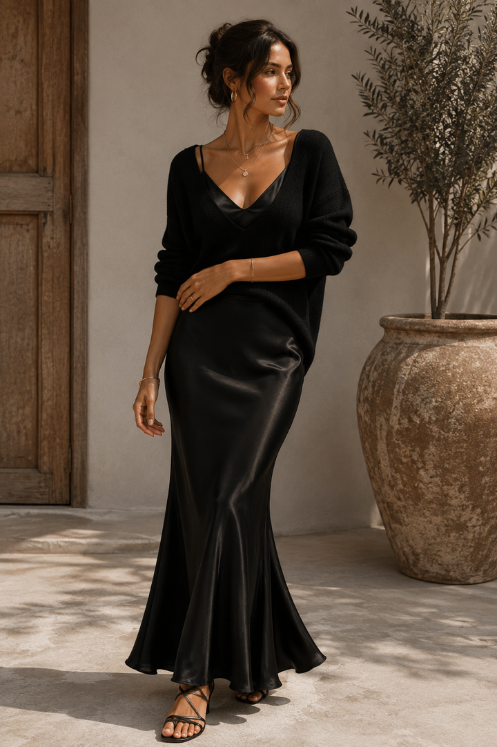Alma | Vestido de Satén Elegante con Jersey