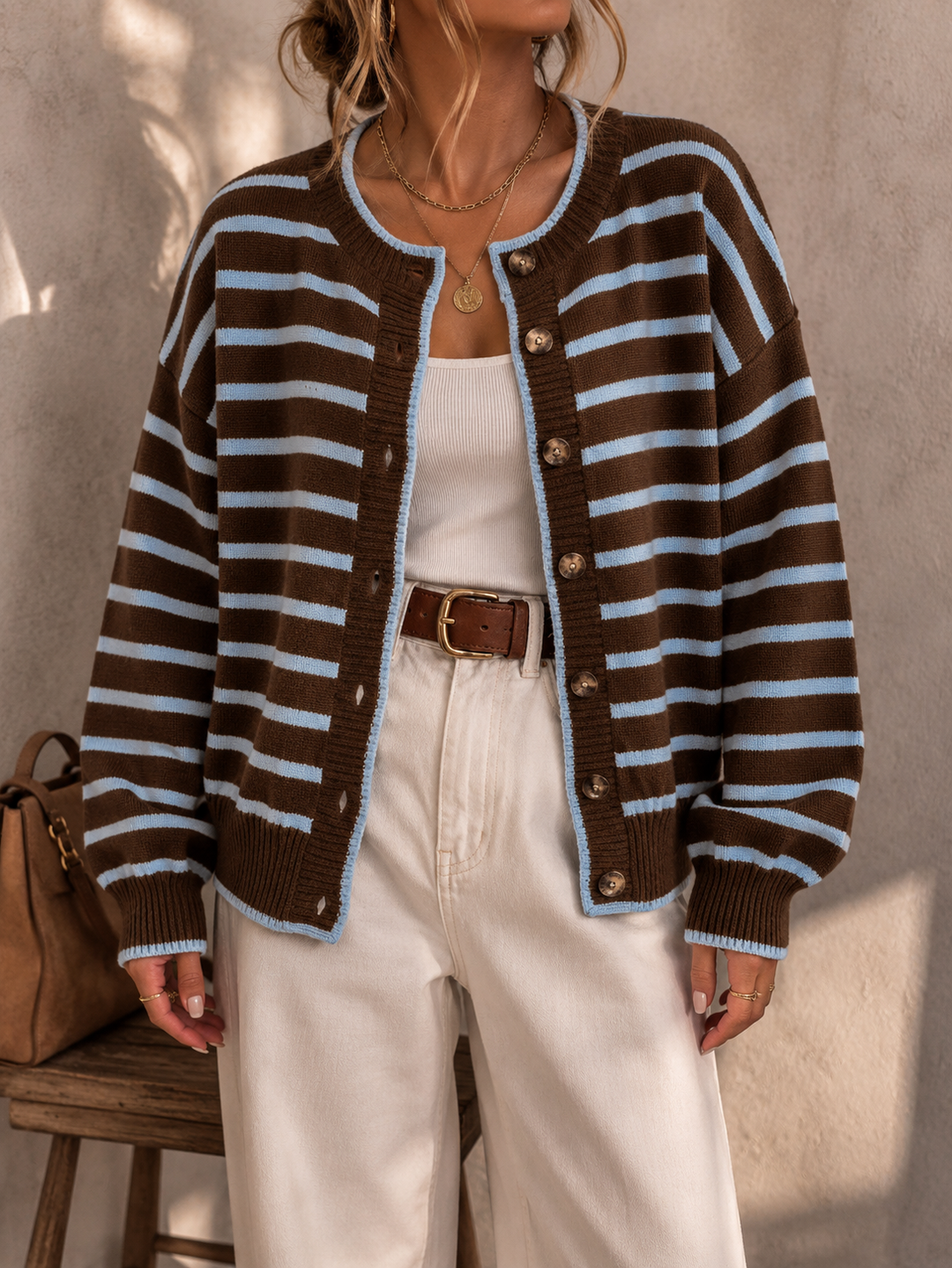 Mabel | Gestreifter Strickcardigan