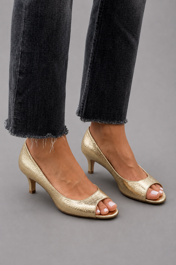 GRETA | Sandalen mit niedrigem Absatz und offener Zehe