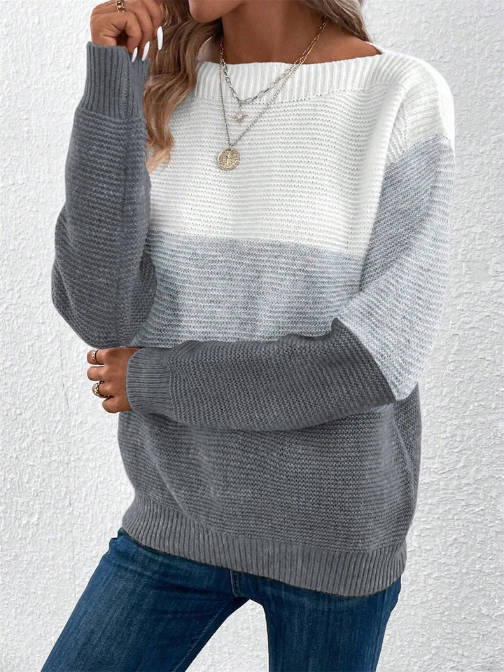 Carys | Boot-Ausschnitt Pullover mit Farbblock