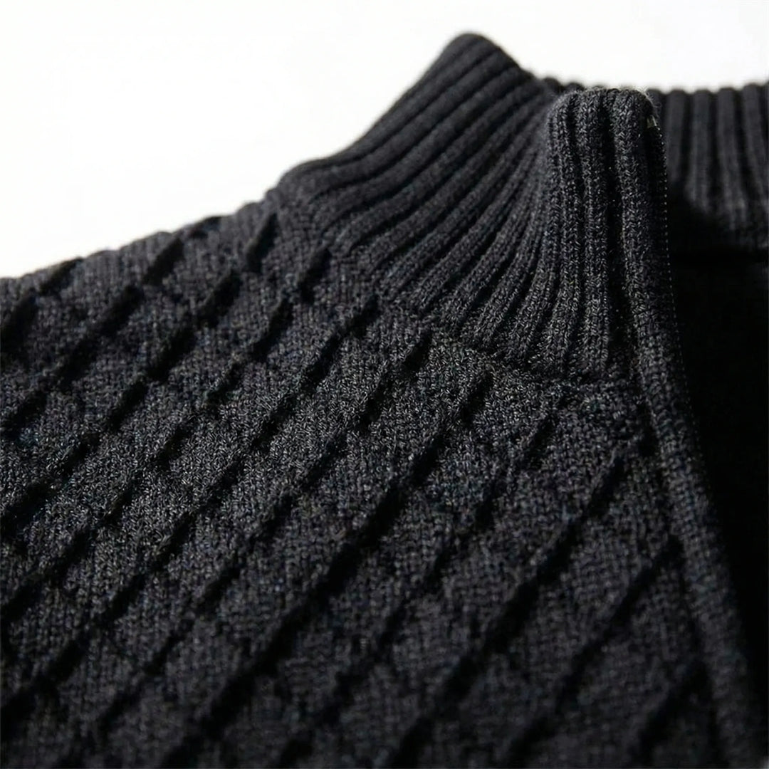 Strickpullover für Herren | Strickjacke mit Reißverschluss und Stehkragen