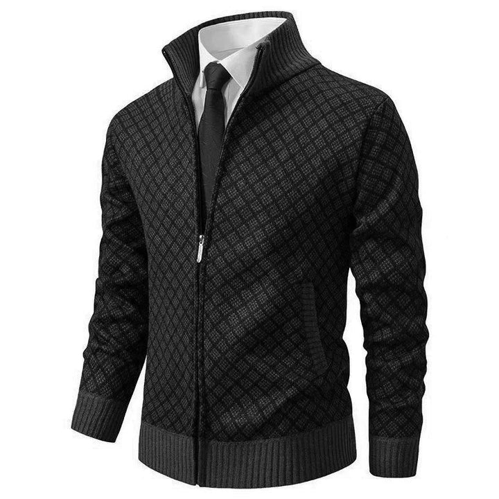 Strickpullover für Herren | Strickjacke mit Reißverschluss und Stehkragen