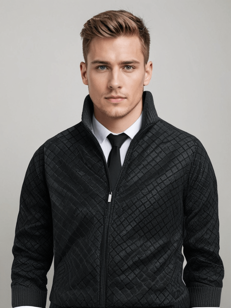 Strickpullover für Herren | Strickjacke mit Reißverschluss und Stehkragen