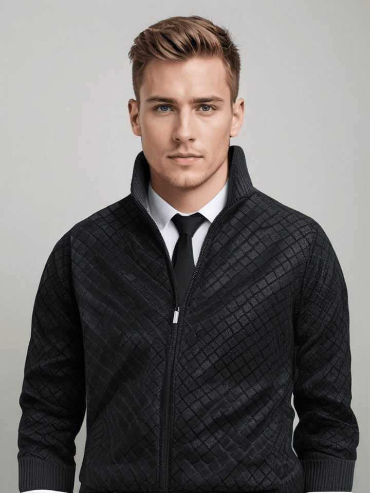 Strickpullover für Herren | Strickjacke mit Reißverschluss und Stehkragen