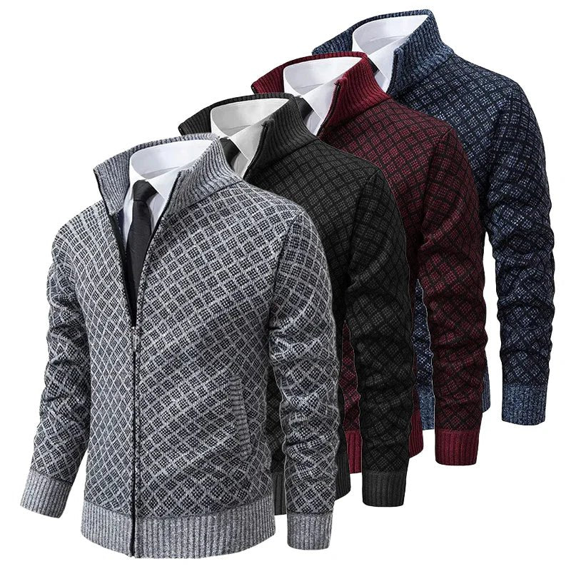 Strickpullover für Herren | Strickjacke mit Reißverschluss und Stehkragen