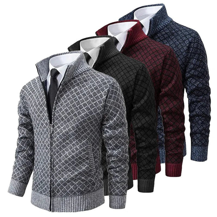 Strickpullover für Herren | Strickjacke mit Reißverschluss und Stehkragen