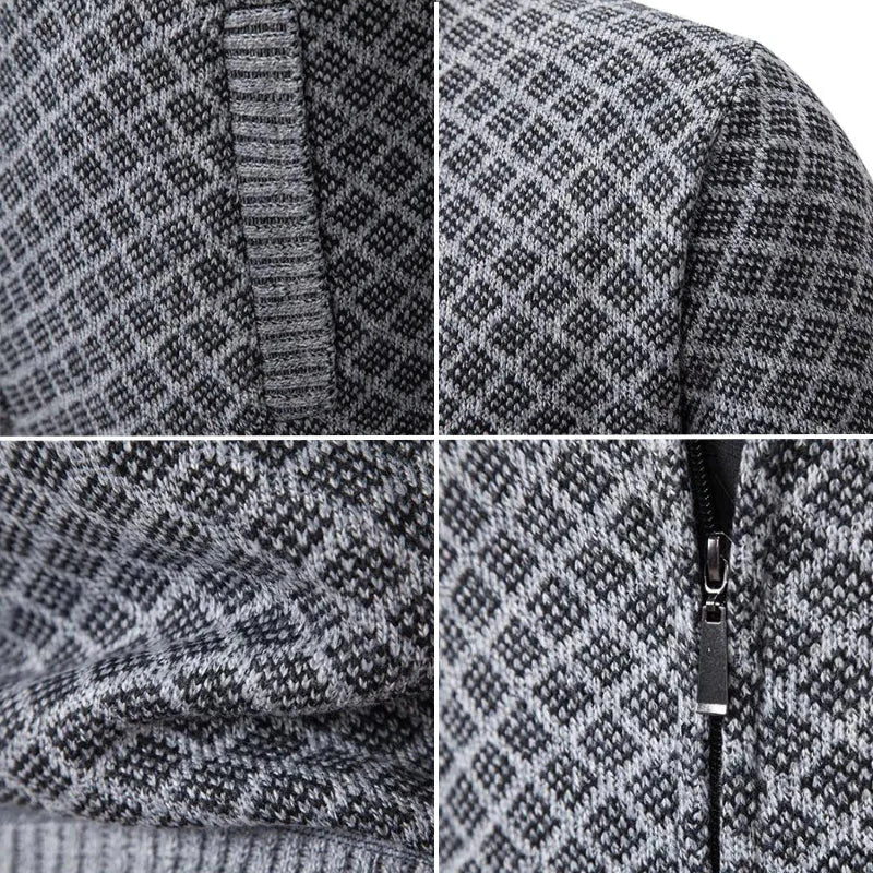 Strickpullover für Herren | Strickjacke mit Reißverschluss und Stehkragen
