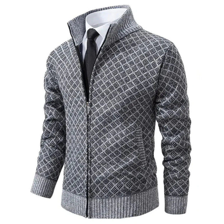 Strickpullover für Herren | Strickjacke mit Reißverschluss und Stehkragen