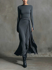 Naomie | Maxikleid mit Seidenknoten
