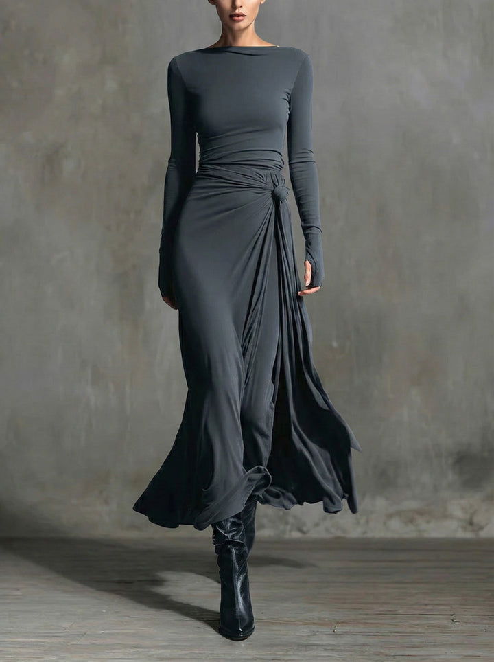 Naomie | Maxikleid mit Seidenknoten