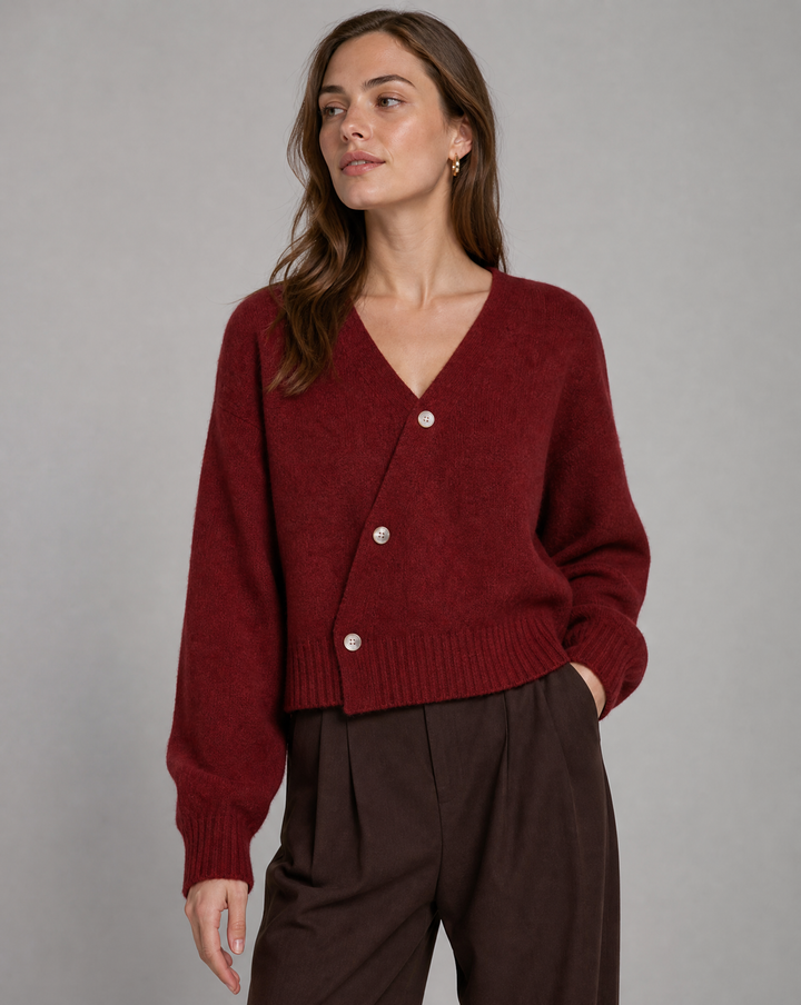 Estelle | V-Ausschnitt Cardigan mit Überkreuzknöpfen