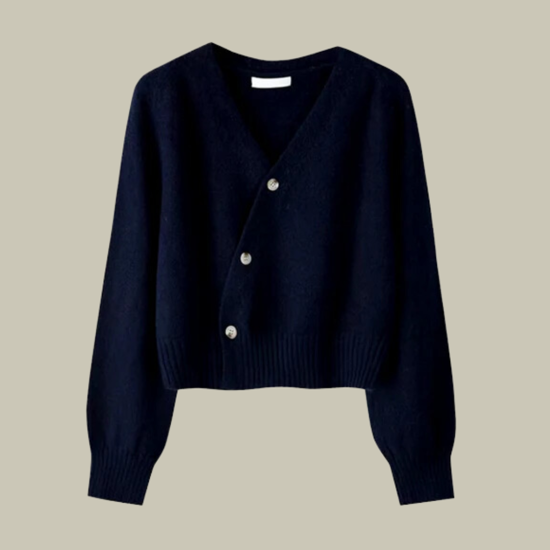 Estelle | V-Ausschnitt Cardigan mit Überkreuzknöpfen