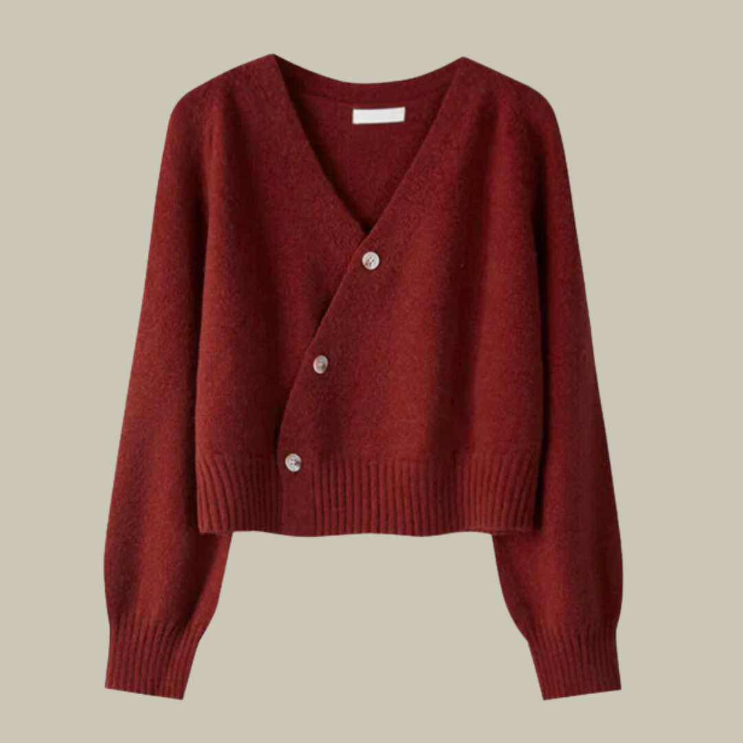 Estelle | V-Ausschnitt Cardigan mit Überkreuzknöpfen