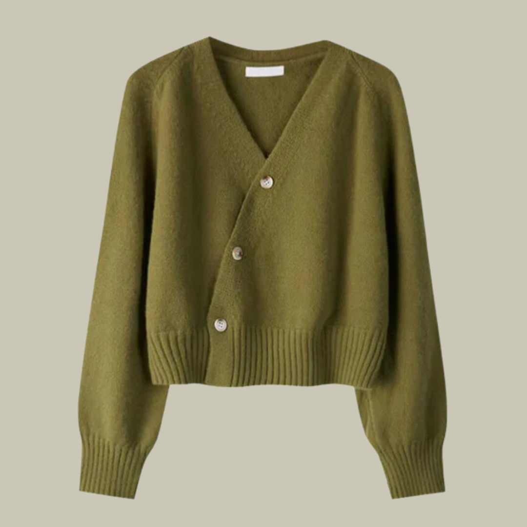 Estelle | V-Ausschnitt Cardigan mit Überkreuzknöpfen