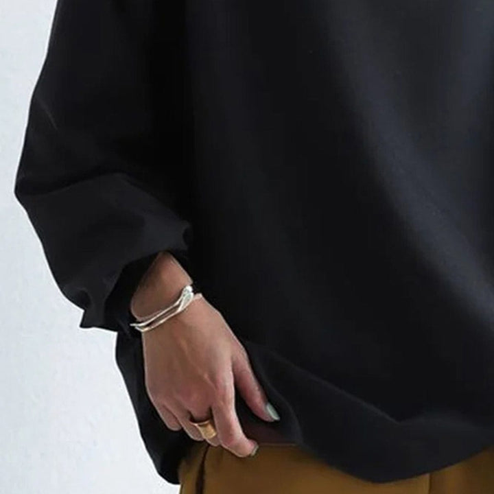 Joan | Top mit Drapierung und Stehkragen