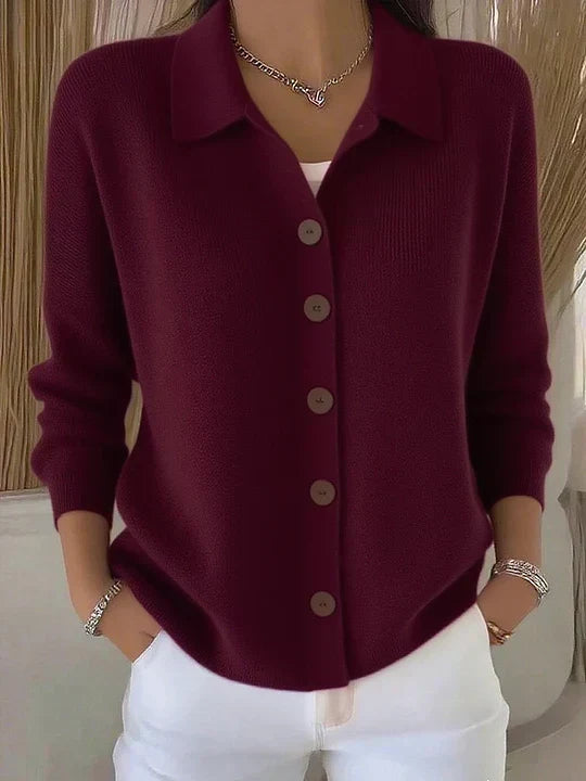 Josephine™ | Cardigan mit Hemdkragen und Knopfleiste