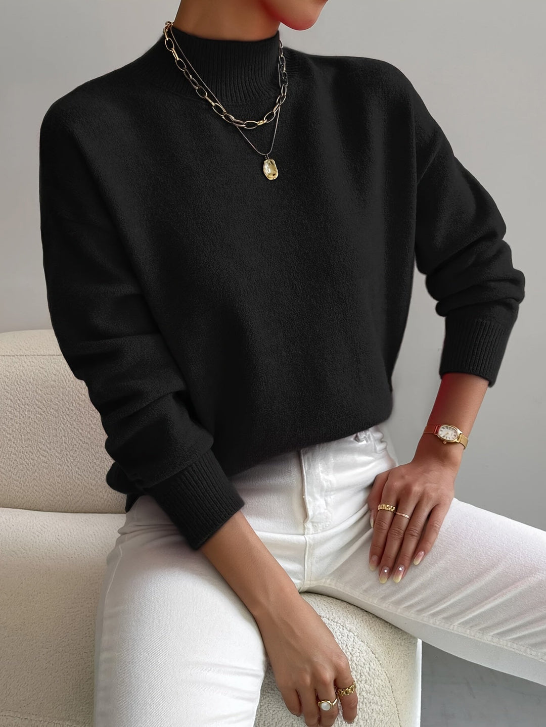 Harper | Weicher Pullover mit Stehkragen