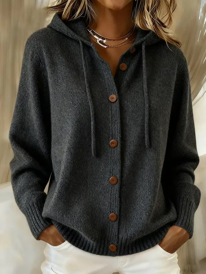 Brenda™ | Bequemer Cardigan mit Kapuze und Knöpfen