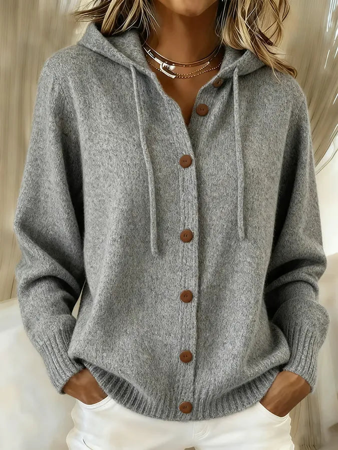 Brenda™ | Bequemer Cardigan mit Kapuze und Knöpfen